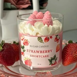 4oz Sugar Candle Strawberry Shortcake Scented Candle - Pink & White
